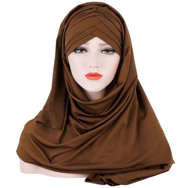Lnrueg Girl Ladies Adults Woman Coffee Women Hijab Solid Color Fashion Casual Hoodie Soft Breathable Elastic Turban Hat for Girls